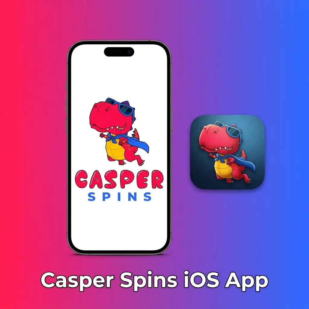 Casper Spins iOS app displayed on iPhone and iPad, free to download with full desktop functionality on Apple devices.