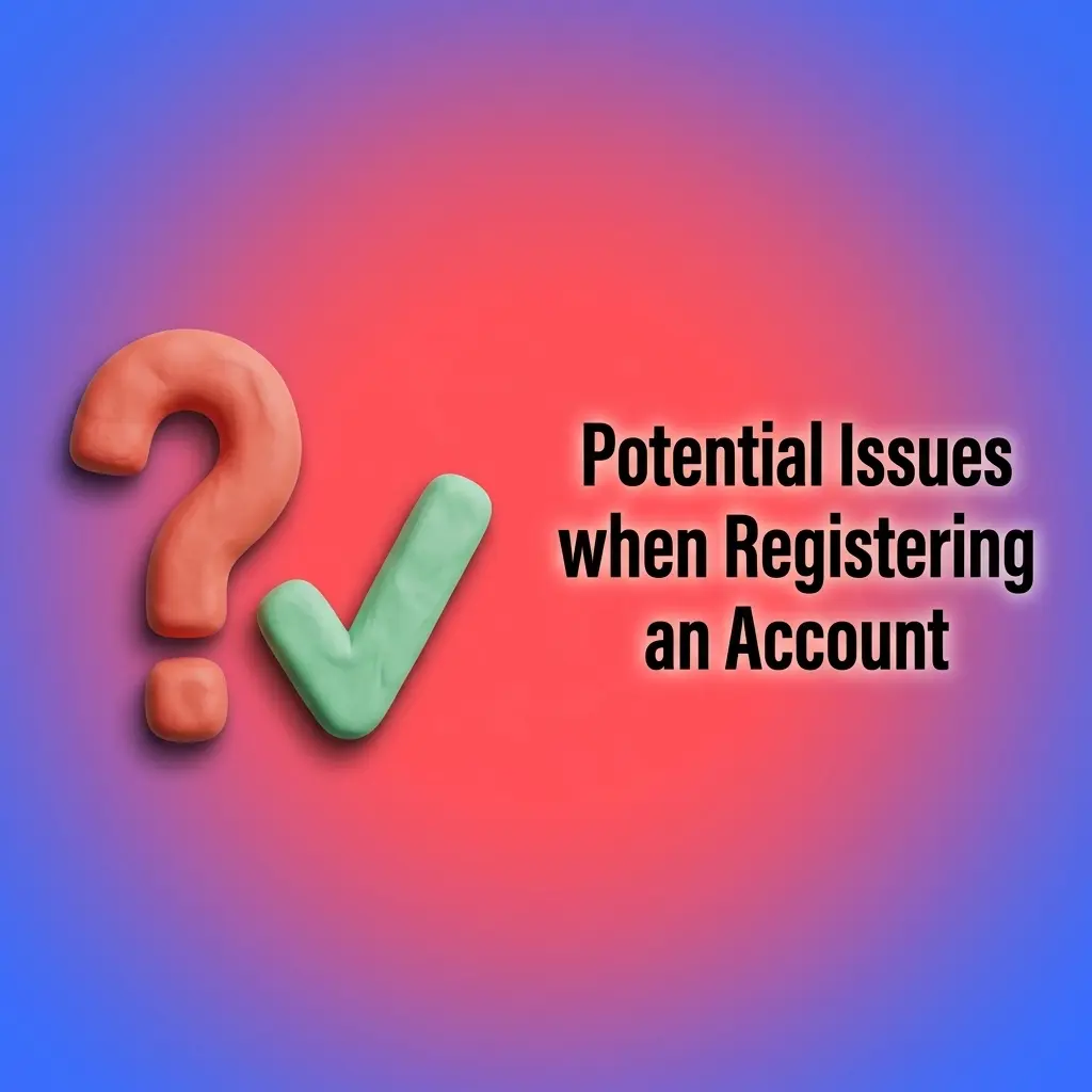 Person troubleshooting account registration issues including email confirmation, form errors, and location restrictions