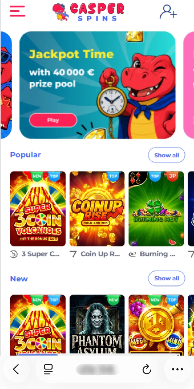 Click the iOS link on your device to start setting up the Casper Spins app.