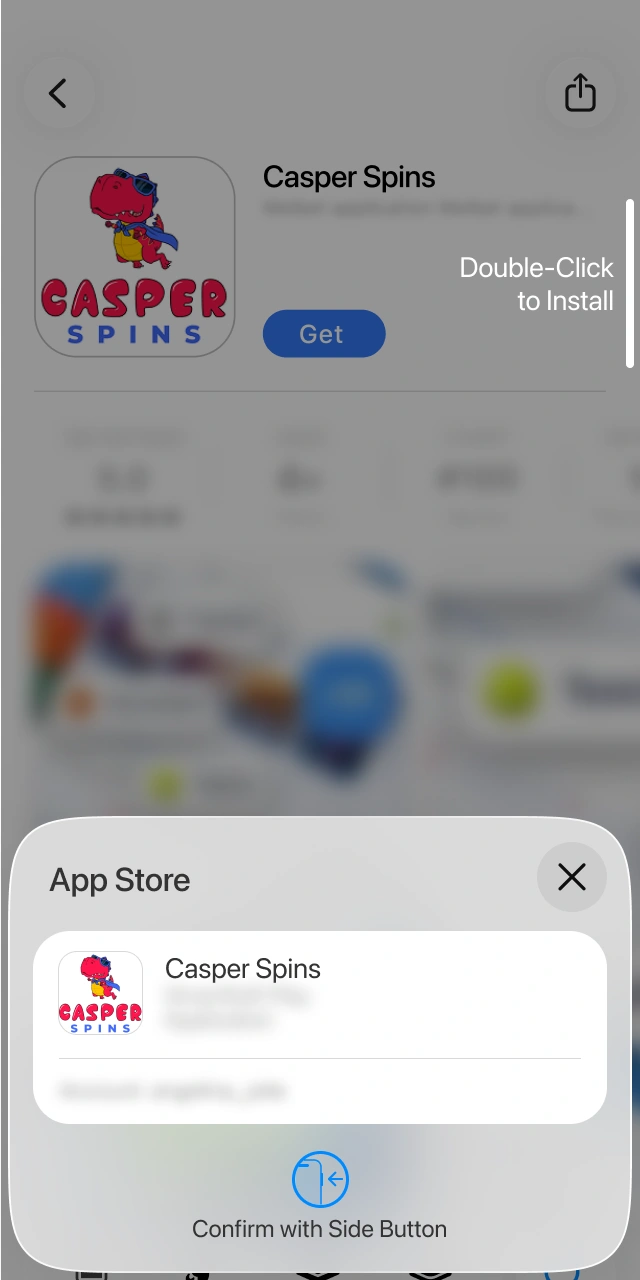 Press the download option to safely add the Casper Spins app to your mobile device.