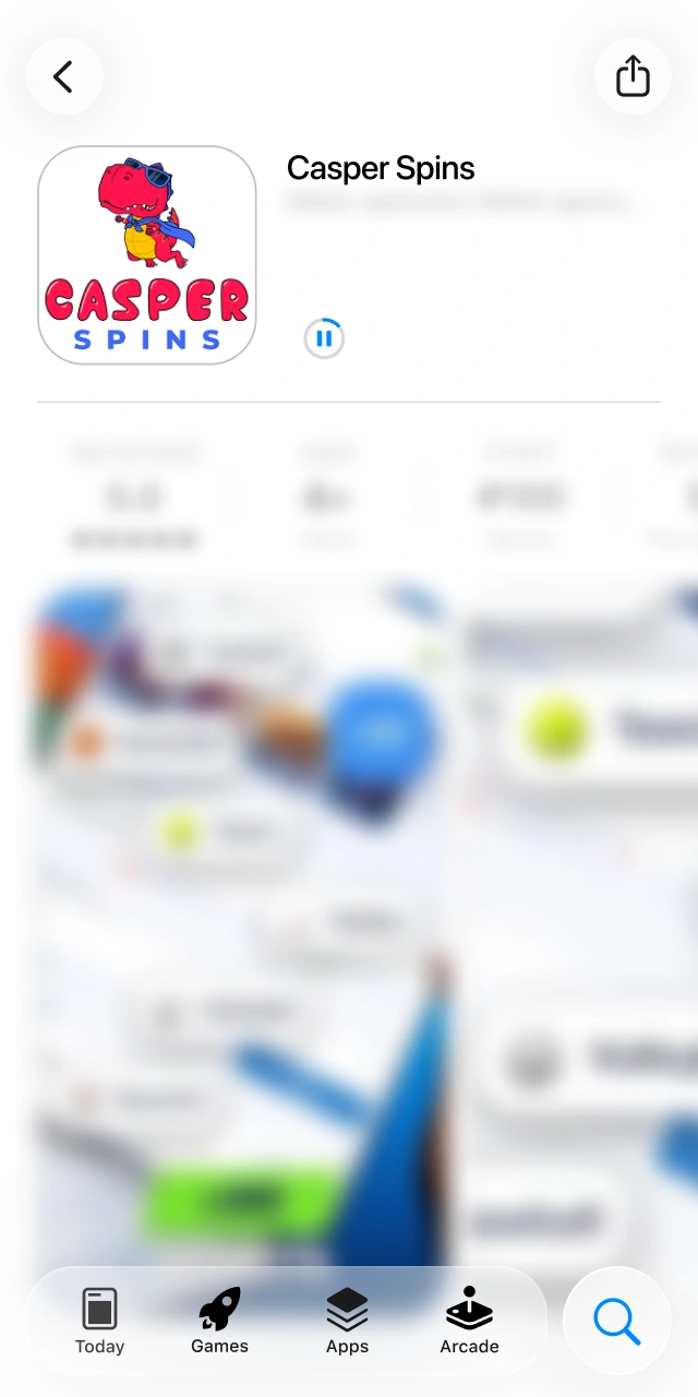 Allow the system a few moments to successfully install the Casper Spins app.