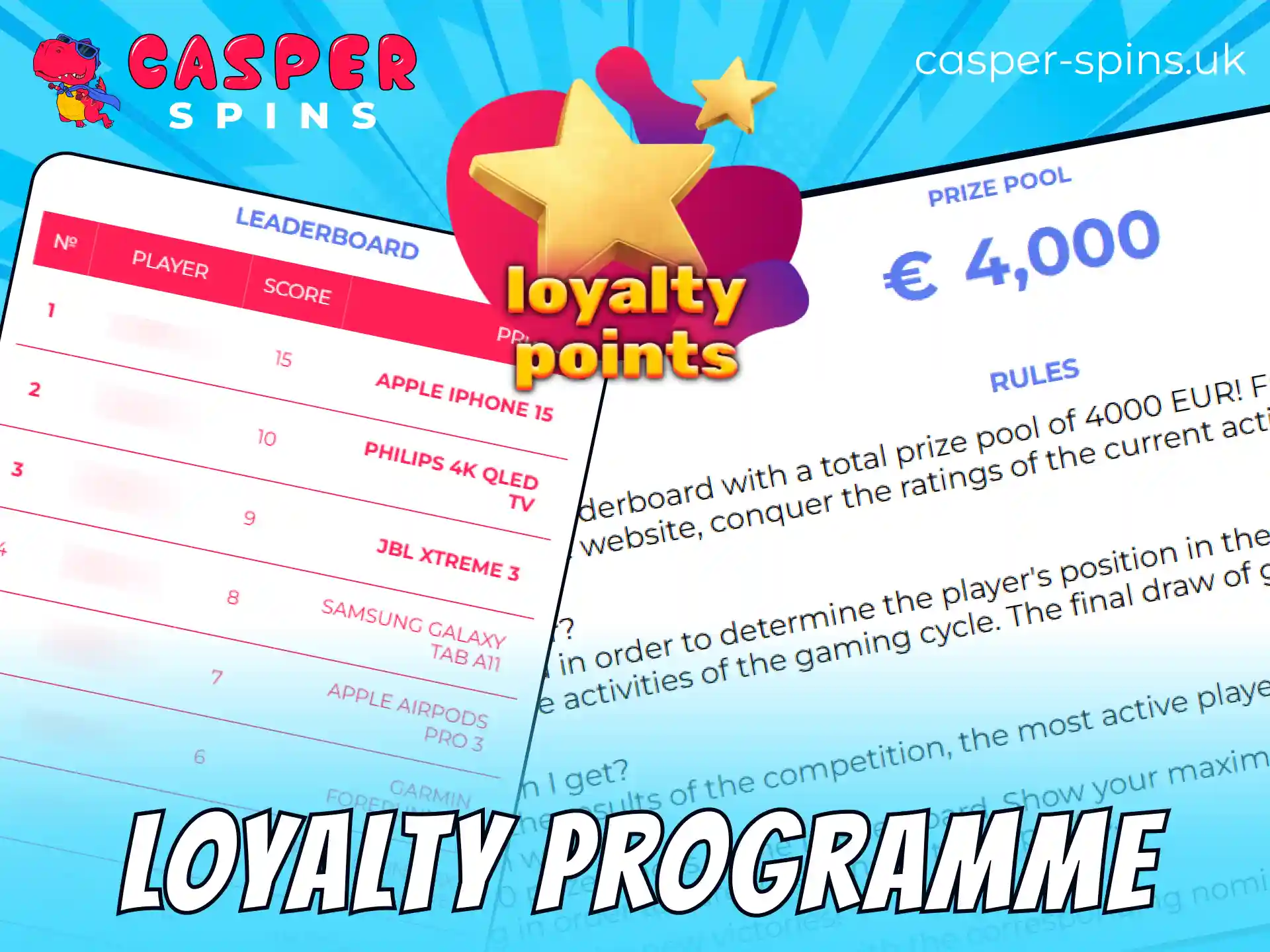 Join the exclusive Casper Spins loyalty programme to unlock special rewards and benefits.