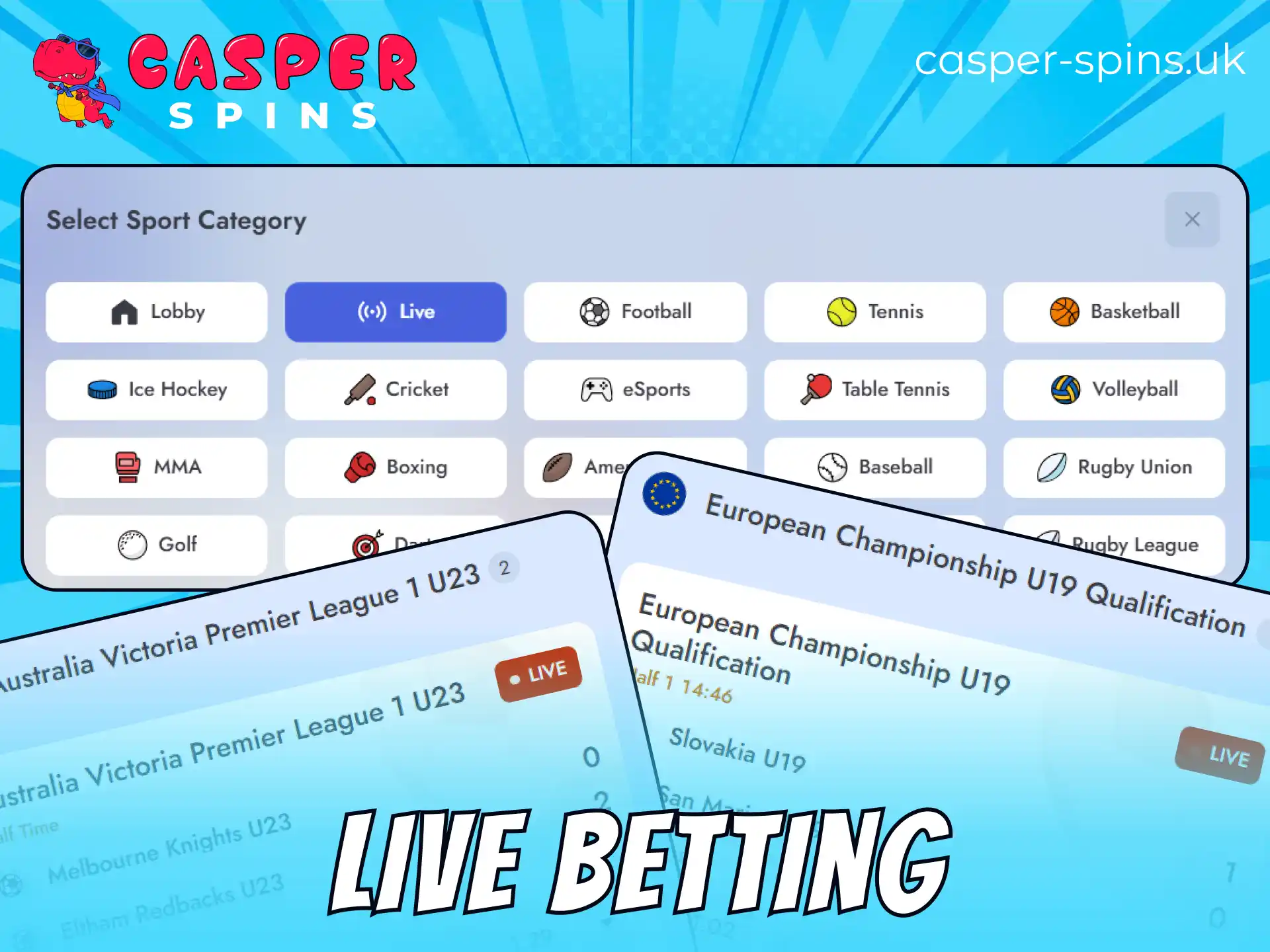 Enjoy exciting live betting options on the Casper Spins website today.