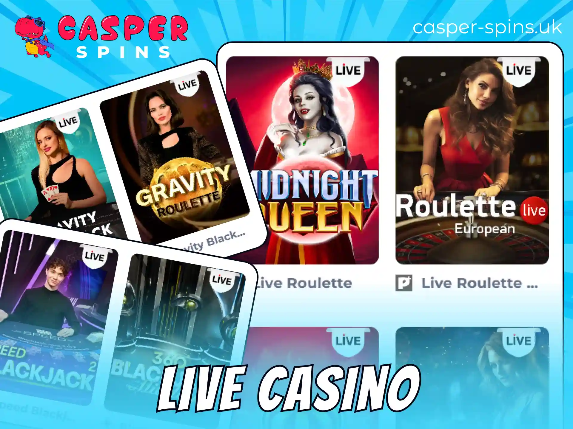 Play exciting live dealer games on the Casper Spins website.