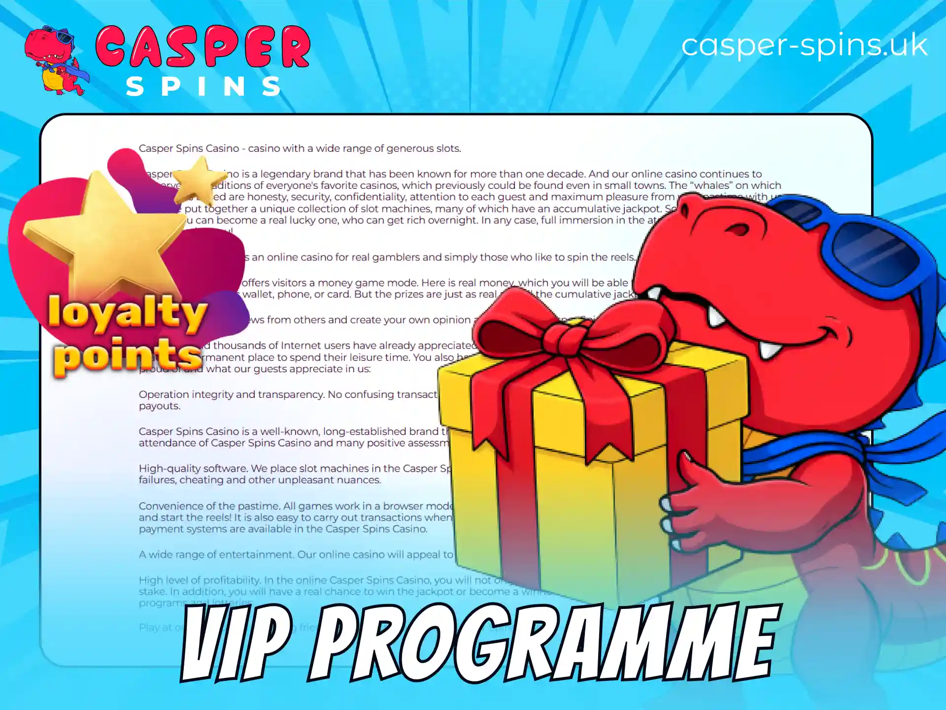 Join the exclusive VIP programme on Casper Spins casino website now.