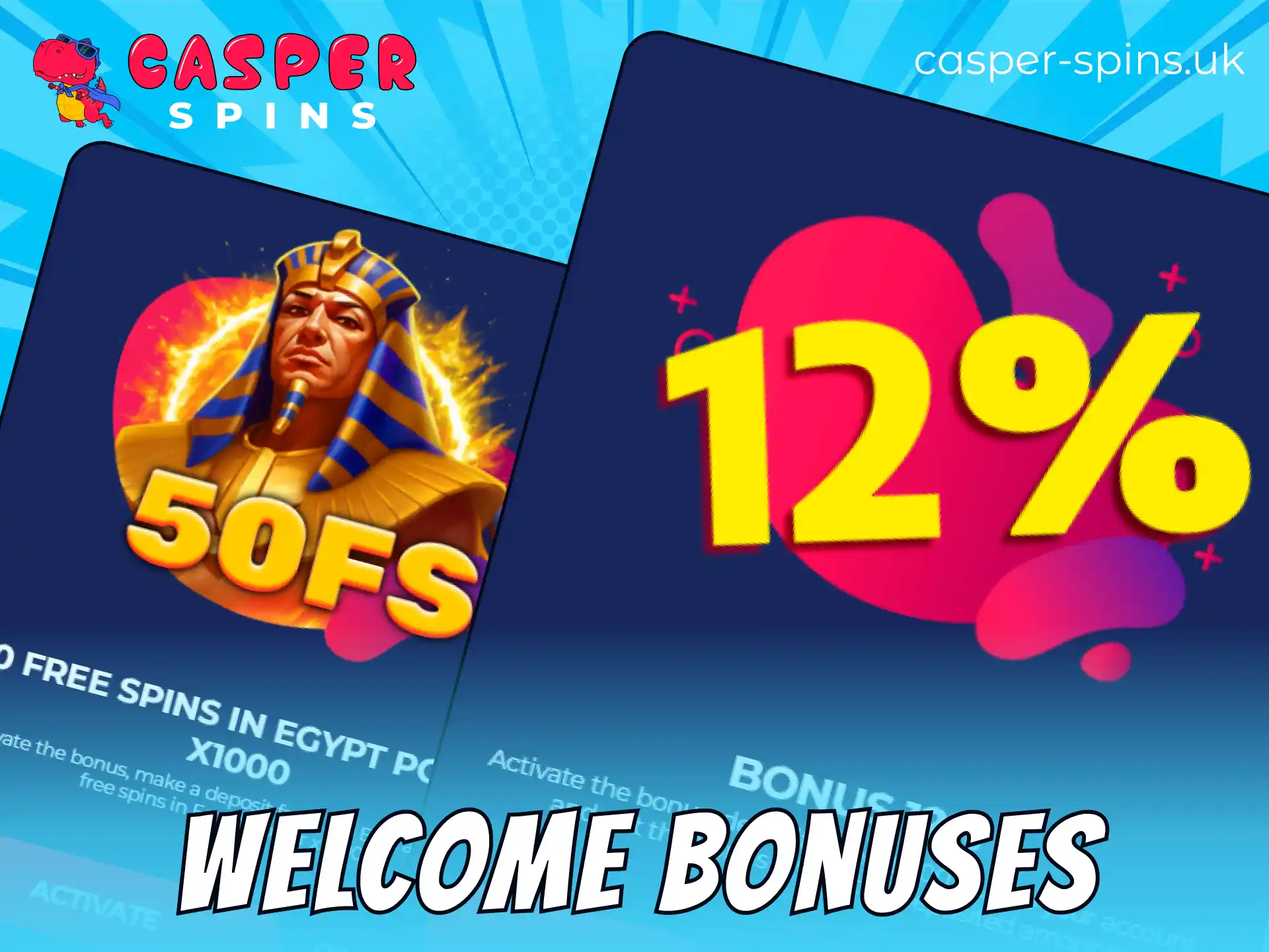 Claim your welcome bonuses on the Casper Spins casino website today.