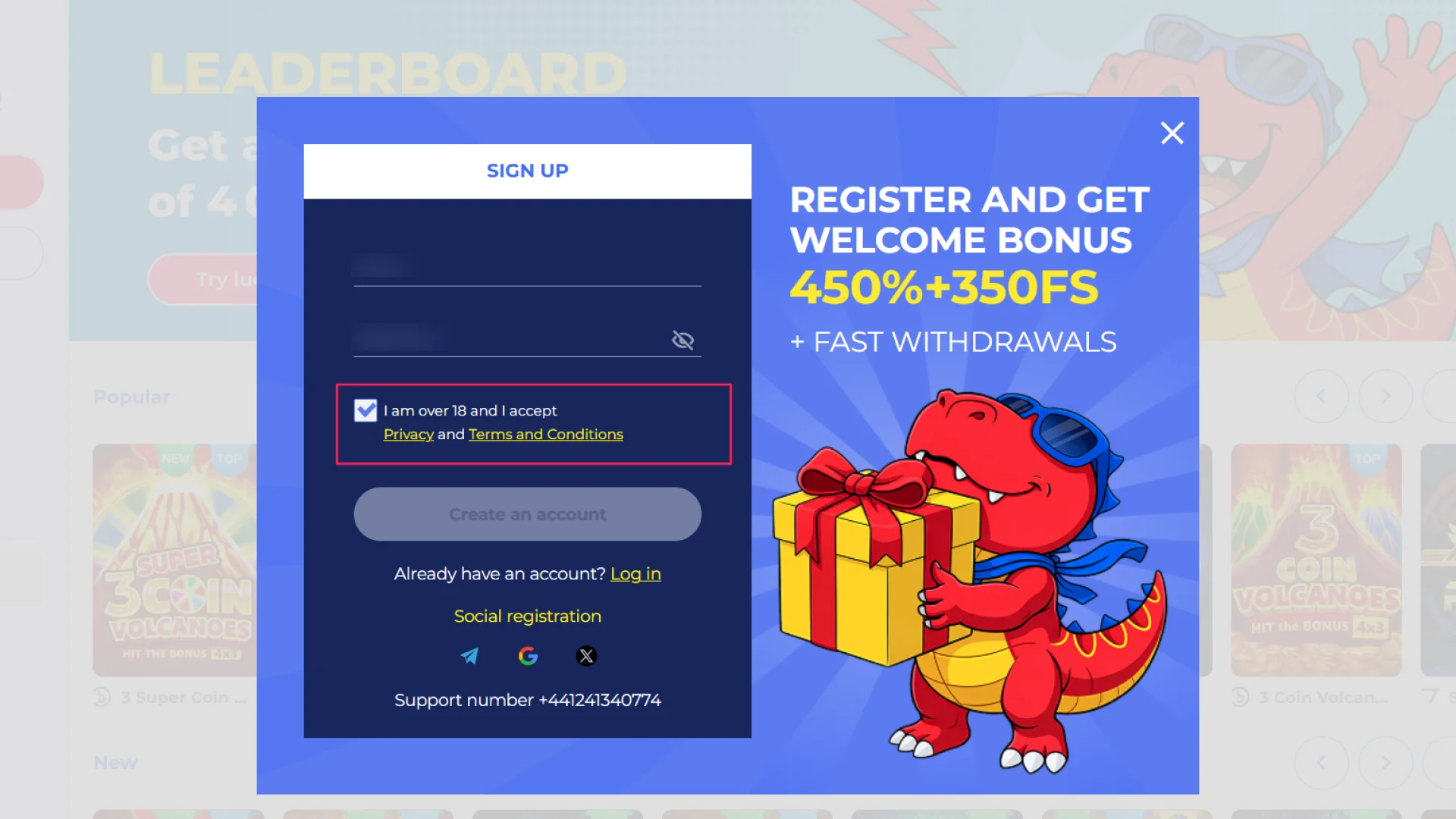 Configure your account preferences and currency settings for Casper Spins registration.
