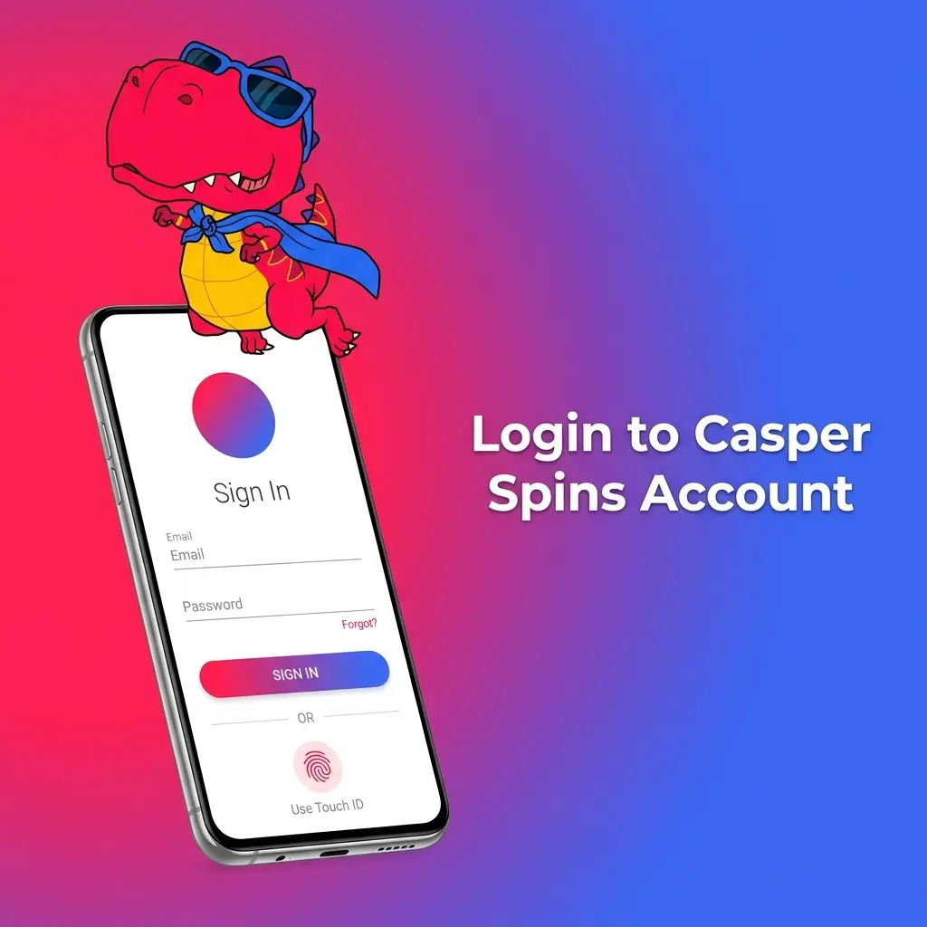 Casper Spins account login page showing email and password fields with two-factor authentication option